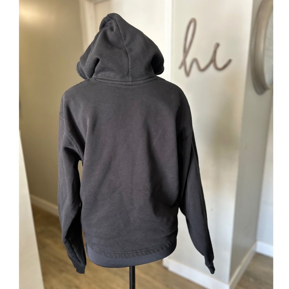 The North Face Womens Black Cropped Hoodie Sweatshirt Logo Size Medium - Picture 3 of 8